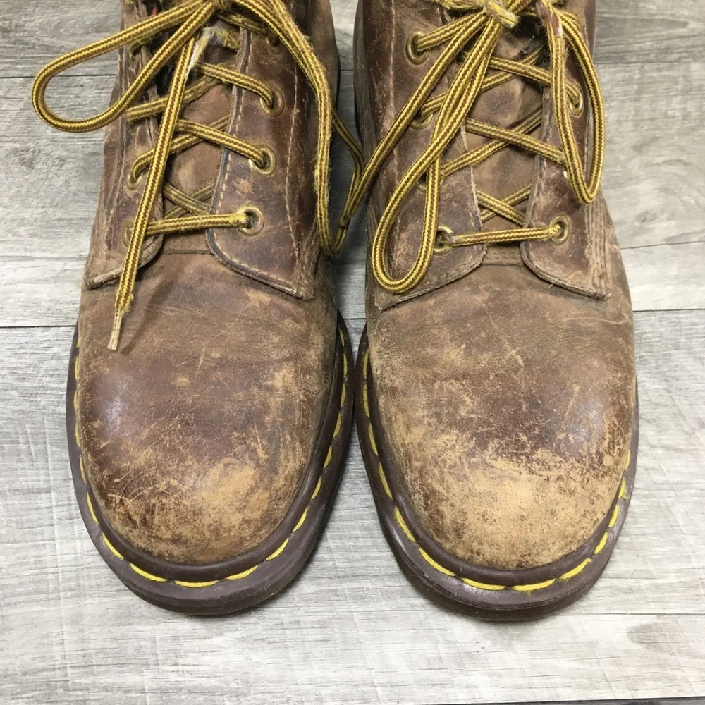 Vintage Dr. Martens 939 Ben Crazy Horse Brown Leather Combat Men’s Boots Size 8